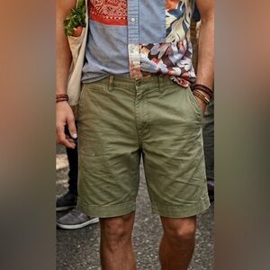 Polo Ralph Lauren Worn and Faded Olive Green Men's Flat Front Shorts